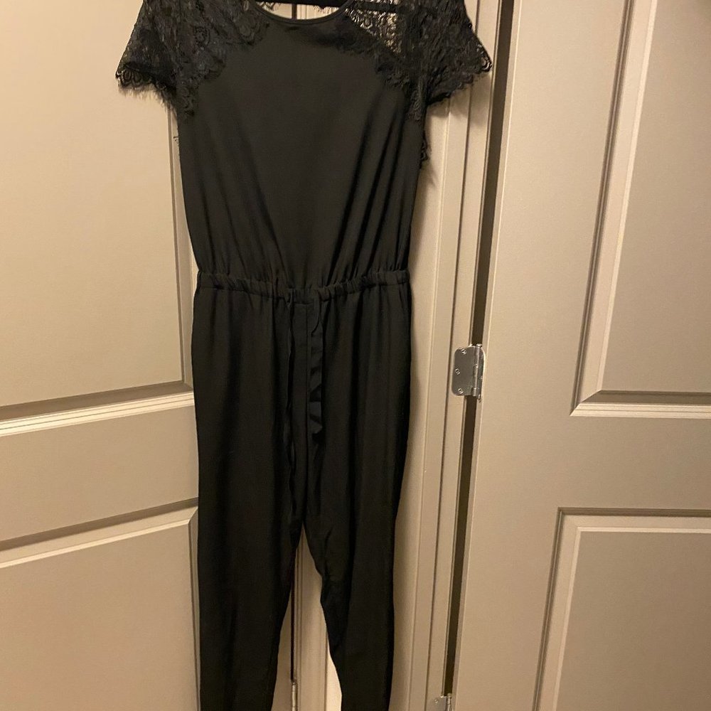 Black Open Back Lace Jumpsuit